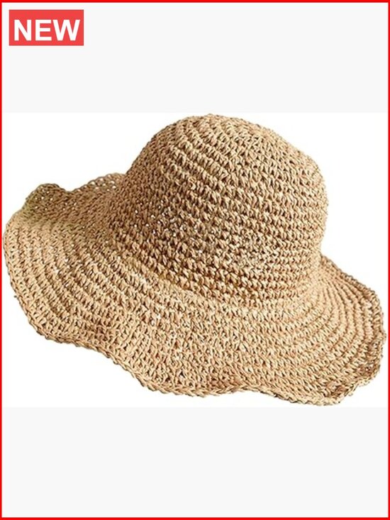 Handmade Straw Floppy Bucket Sun Hat for Women, Wide Brim, Packable main image 7